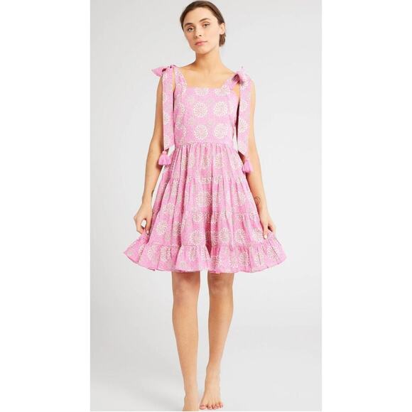 MILLE Resort Kiara Mini Swing Dress Pink Daisy Floral Tie Shoulder Tuckernuck
